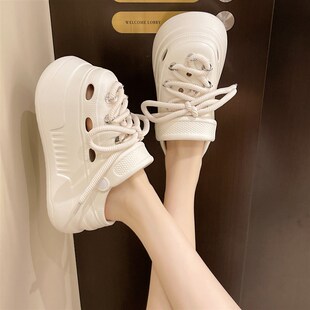 新品主婚纱神器洞洞鞋8cmt松糕厚底新娘鞋2026年新款凉拖鞋白色伴