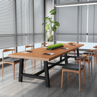极速北欧实木办公桌公司职员大型会议H桌酒店会议室开会桌子长条