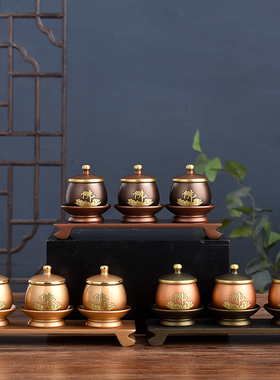 极速纯铜供水杯供佛杯家r用佛前供奉财神敬水杯招财贡杯敬佛净水