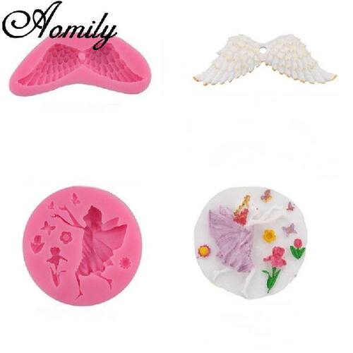 极速Feather Wings Angel Fondant Cake Molds Cake Decor.ating
