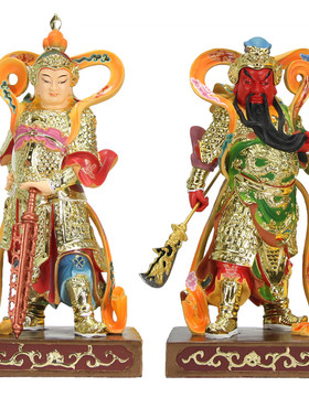 新品12寸七彩韦驮关o公韦陀迦蓝武财神关帝圣君佛像护法神家居摆