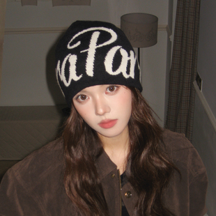 高颜值羊绒针织帽女高级感字母双面套头帽 设计联名款 LVURT 法国