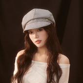 设计联名款 LVURT 法国 千鸟格纹文艺报童帽高级感气质宽檐八角帽