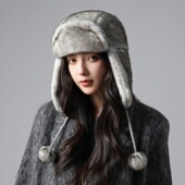 设计联名款 LVURT 法国 高品质兔毛护耳保暖加厚防寒潮搭套头冷帽