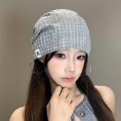 LVURT 显脸小文艺感百搭堆堆套头帽 复古格纹薄款 法国 设计联名款