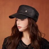 设计联名款 LVURT 法国 高品质皮质复古英伦风平顶潮搭鸭舌马术帽