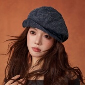 设计联名款 LVURT 法国 文艺牛仔褶皱不规则时髦感潮搭贝雷画家帽