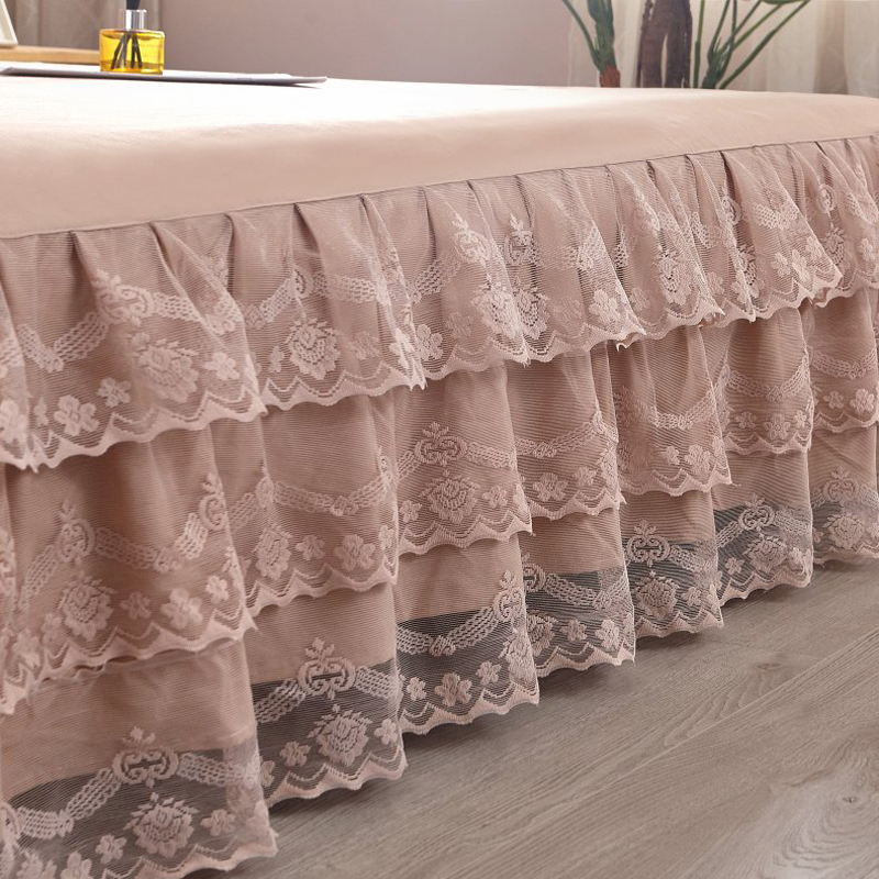 极速欧式牀罩2023新款高v端蕾丝边牀裙式单件公主风花边薄款保护