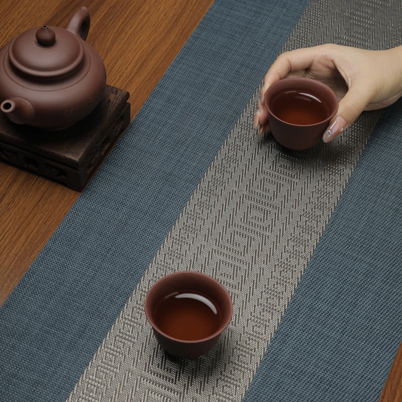 PVC新中式禅意茶o垫桌旗桌布防水干泡盘垫茶席茶台桌长条布