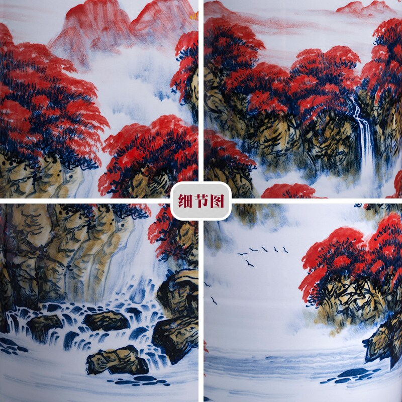 极速景德镇陶瓷器名家手绘赏瓶客厅落地H大花瓶新中式摆件大号特