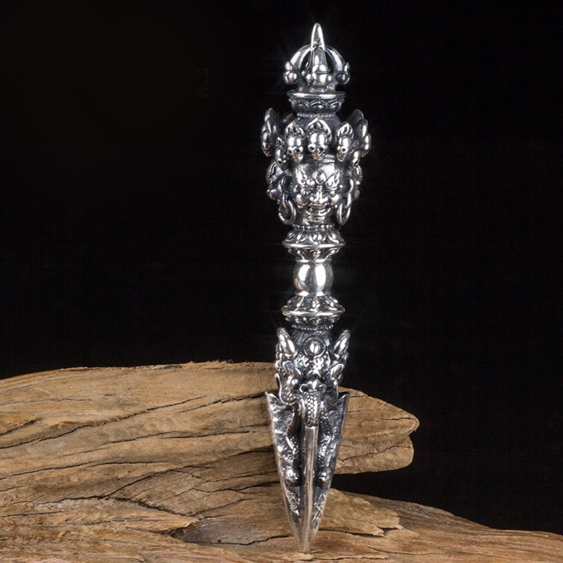 极速普巴降魔杵吊坠 男u女同款 金刚杵足银纯银 泰银项链