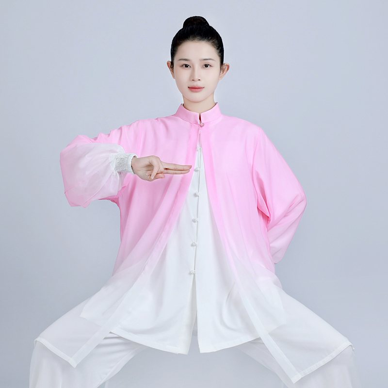 极速春夏新款变色太极披纱飘逸减龄太极服女团P队武术比赛表演服