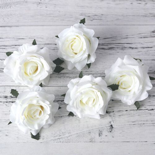 极速5pcs artificial roses white silFk fake roses flower faux