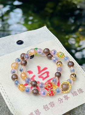 【糖心五路双圈】跑环扎基挂坠新中式双圈手串 十月新款3239