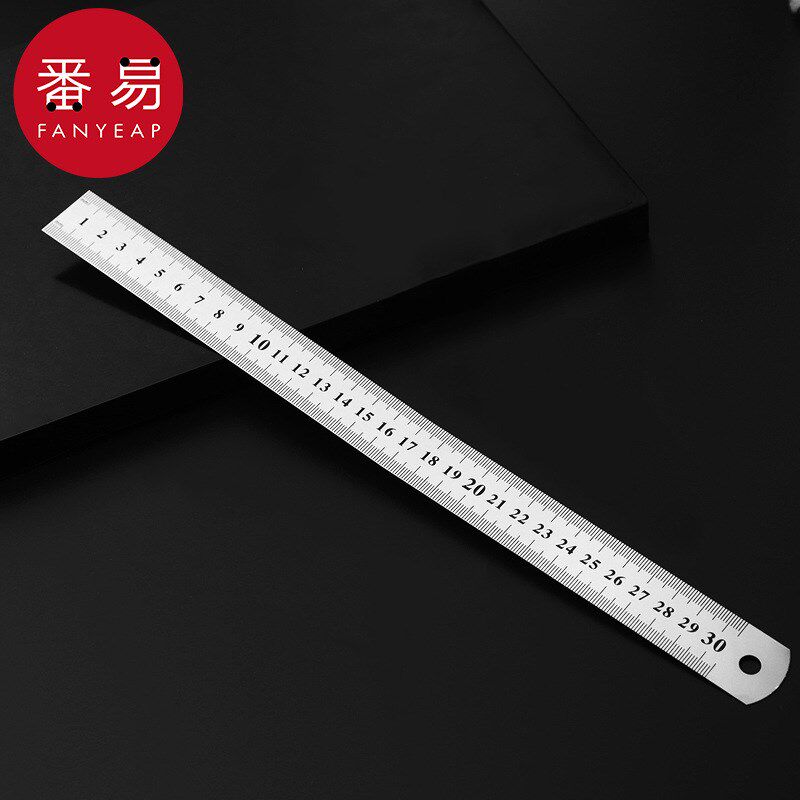热销尺子/不锈钢AC1S40-钢尺直尺钢板I尺铁尺绘图测量学生加厚厘