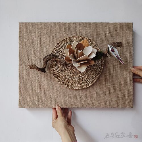 热销侘寂风中式电表箱装饰画立体花艺遮挡画电箱壁饰民Z宿东南亚