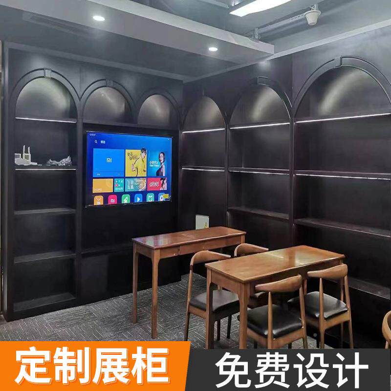 定制商学院展密度面板贴烤漆书柜货架置物示柜设列计学校图书陈柜