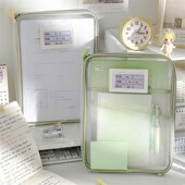 速发网纱文件袋新款 学大作业收纳补习手提 生颜值透明高开口拉链式