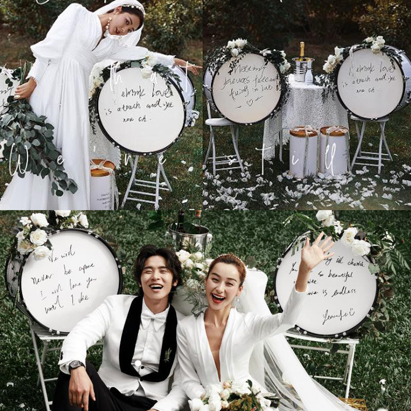 速发时尚浪漫婚纱摄影道创森系影楼外景拍照韩式具意银色大鼓萨克