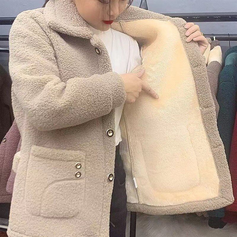 速发妈妈冬装服套加绒加厚棉袄中年大码宽松棉外中暖年装保老棉衣