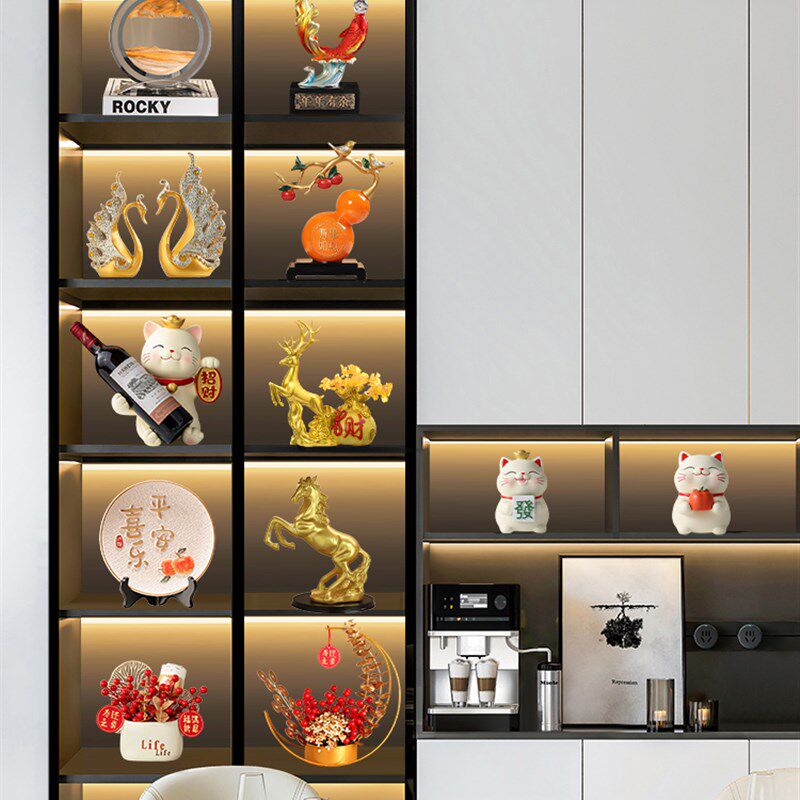 速发装奢高档客厅酒柜轻饰品摆件家居电视红酒架档边柜高端大气上