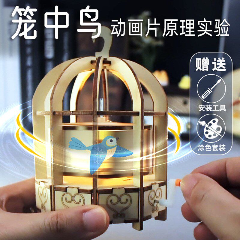 速发视觉暂验实留笼中鸟 创意手工科技小制作学发明 小学生科小材