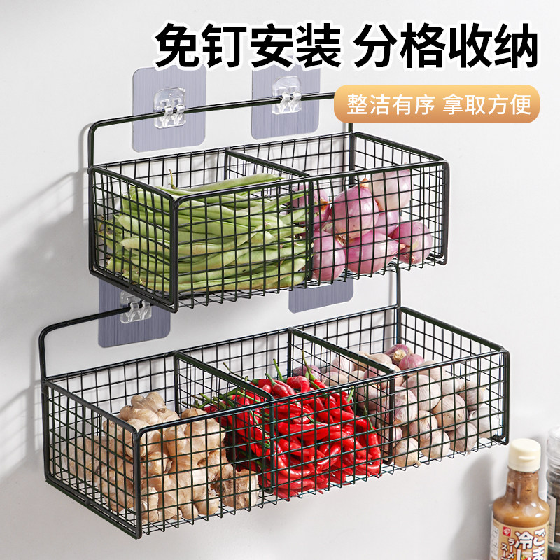 速发蒜姜收纳筐厨房放蒜物神挂置头篮生姜大蒜收纳架壁器葱姜蒜收