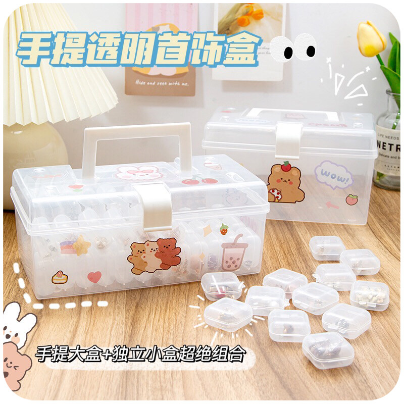速发首饰盒收纳盒化品便携透明放耳钉耳饰防氧饰桌面迷你小盒子