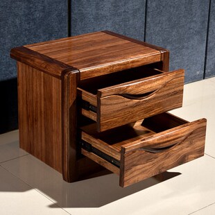 速发4I乌金木纯实木床头柜床物柜阻套家具新中式简约储边柜配尼自