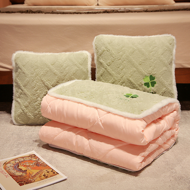 速发加厚办枕被子两用汽车靠枕车载抱公室折叠午睡枕头毯子二合一