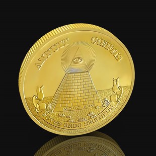 速发共济会上之眼金字塔创意设计玩具纪念章魔术道饰装具硬币
