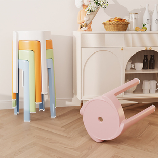 速发塑料凳子家备加厚叠放餐摊高凳子摆桌家用可收纳用用凳客厅风