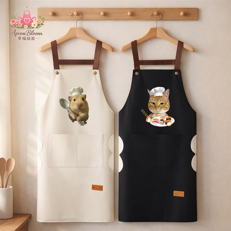 速发猫鼠趣味厨房专用围裙新款防水上班高颜值洋气防水防油LOGO
