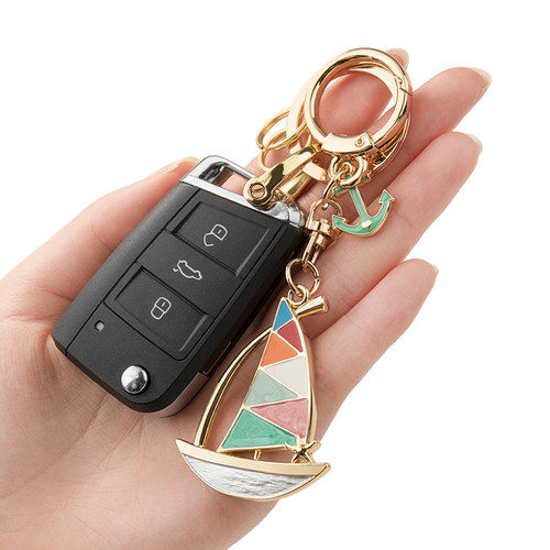 速发一帆风顺扣帆船汽车男链情简书包挂饰侣约锁匙圈环