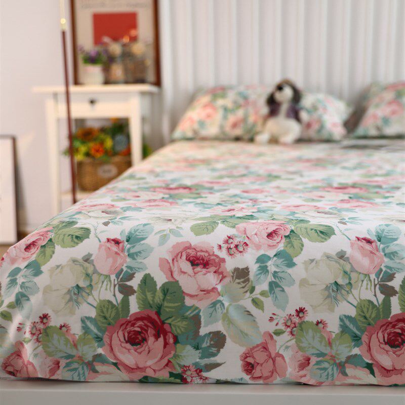 速发美棉玫瑰花复古纯棉全式床垫保护罩防尘套床笠单件全包围
