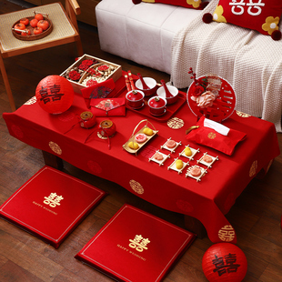 速发结婚色口敬茶杯套装红改喜碗品厅茶几摆件桌面装饰婚庆用客大