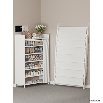 速发折叠鞋架多层装尘免室防一拉就用简易家用门口小窄鞋柜安内便