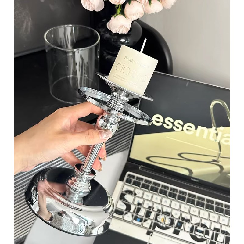 速发复古轻式玻奢欧璃烛台香薰装饰摆件烛光晚餐拍照道具场景布置
