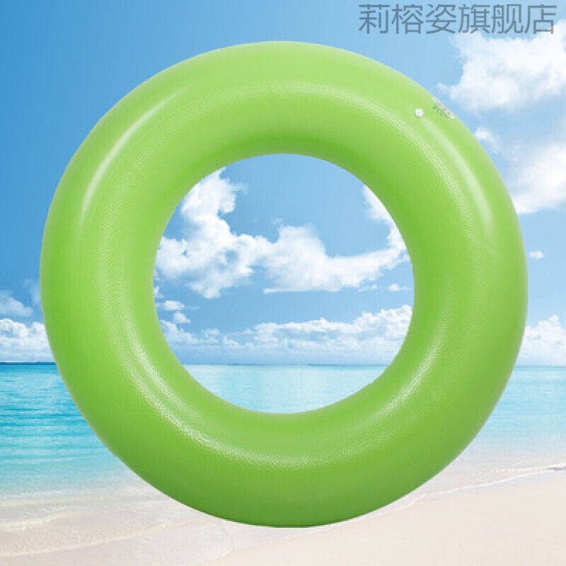 速发救生圈橡胶圈加海游泳圈充皮儿童游泳圈耐磨厚边胶气泳圈绿色