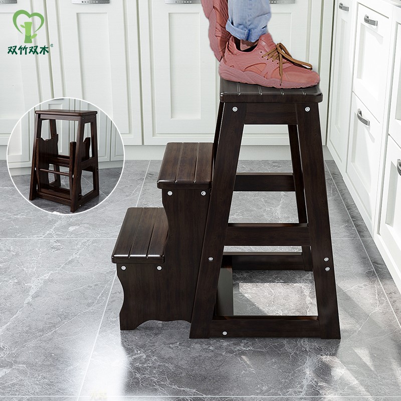速发实木梯椅家用梯子椅子折叠登用梯凳室内多功能楼高踏板两梯