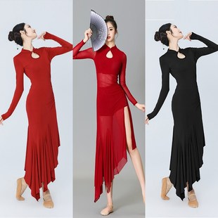 速发古典舞跳袍旗舞酒红色舞蹈服飘逸纱衣练功服演古国风复出服