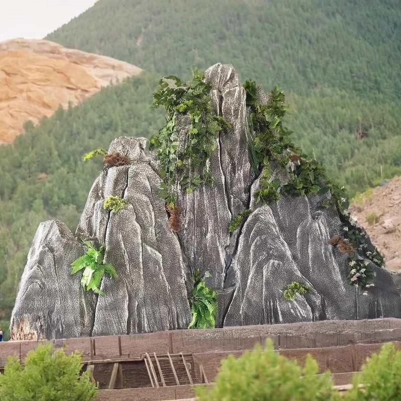 速发高密度泡沫石头假造山景摄影婚庆塑雕舞台道出演具悬崖山