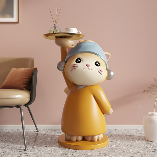 速发型珍珠耳环少艺术猫大戴落地摆件客厅托盘头发旁卧室床沙装饰