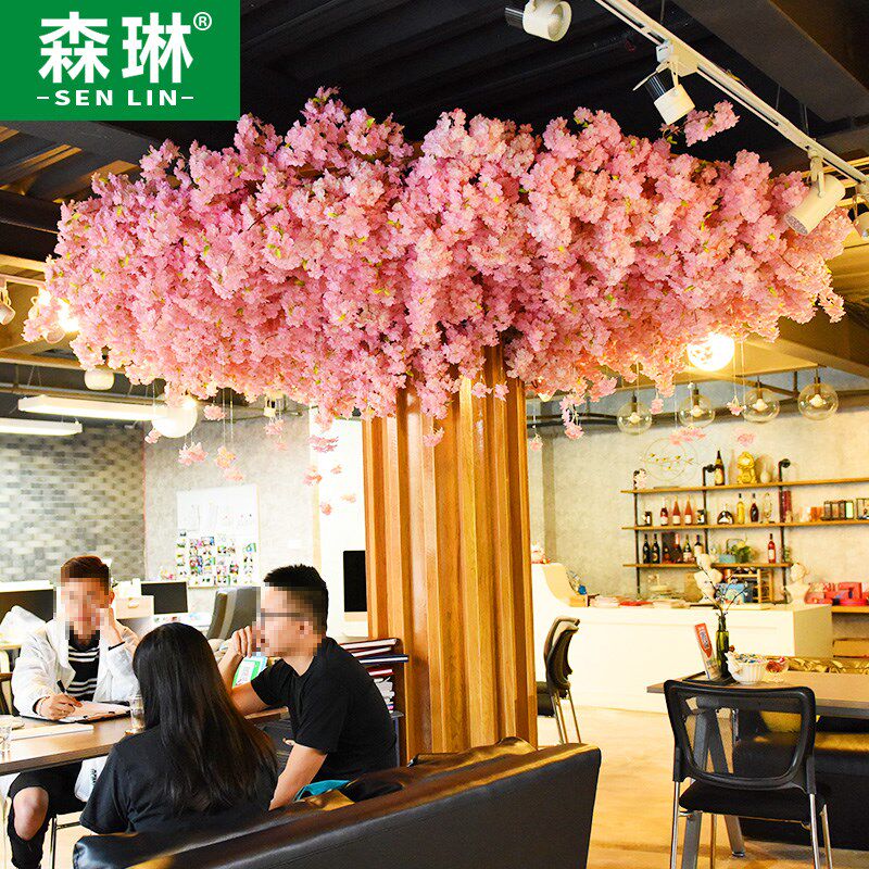 速发枝塑料落地大假花长枝藤条背景墙面客厅顶装吊室内饰