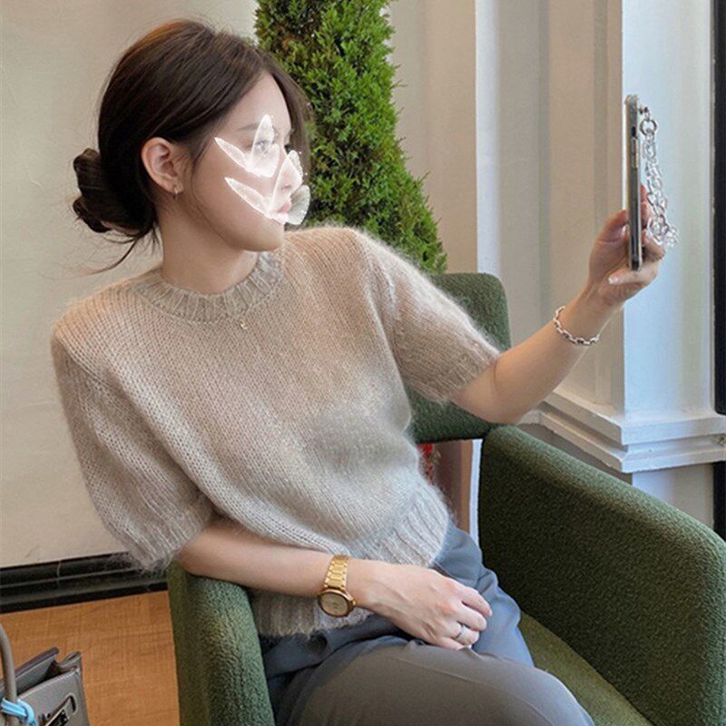 速发马海毛毛懒春秋圆上宽松慵衣风套头内搭针织衫温柔软糯领衣
