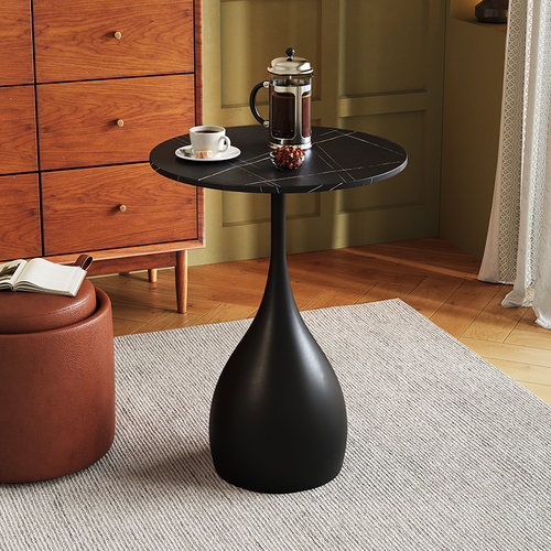 速发沙发边几岩板小圆桌茶几卧约床艺角几家用简室铁头置物小茶桌