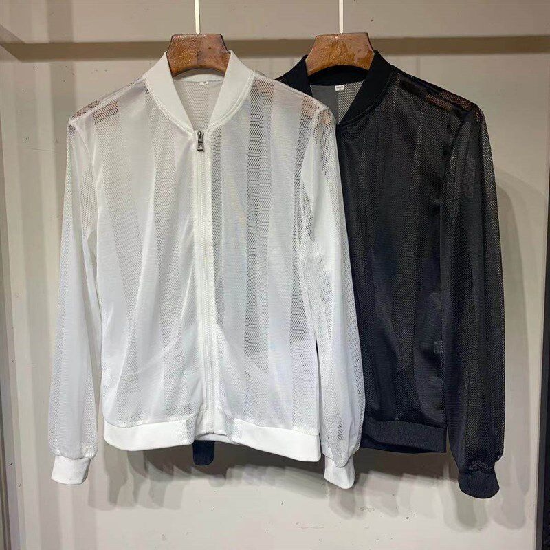 速发男士晒防服空季新款潮流超薄透气外套百搭镂夏防晒衣