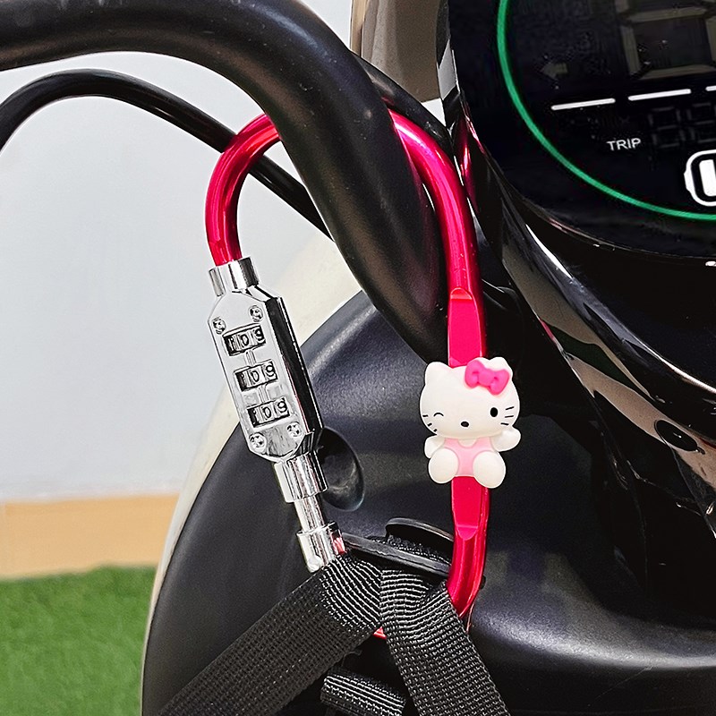 电动车头盔锁密码锁可爱卡通电瓶车自行车车筐锁安全帽锁防盗神器