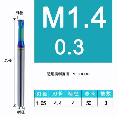 m3螺纹铣刀美制螺纹铣刀加工中心铣牙刀m4 m5单牙 三牙螺纹铣刀