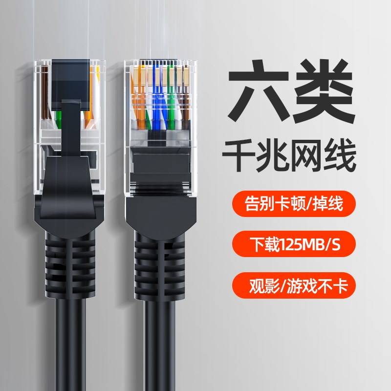 网线家用六类千兆10室外路由器电脑宽带水晶头成品网络线有线监控